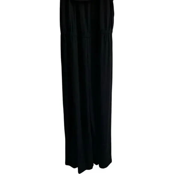 Soft Surroundings Ruffle Boat Neck Black Jumpsuit Size Petite Large Closet Stapl